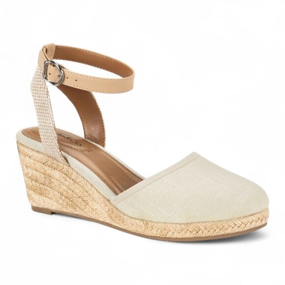 Style & Company Womens Beige Round Toe Wedge Buckle Espadrille Shoes - Picture 1 of 4